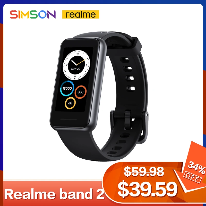 

realme Band 2 Smart Bracelet 1.4 Large Color Display Blood Oxygen Fitness Traker Bluetooth 50m Waterproof Smart Band Real Stock