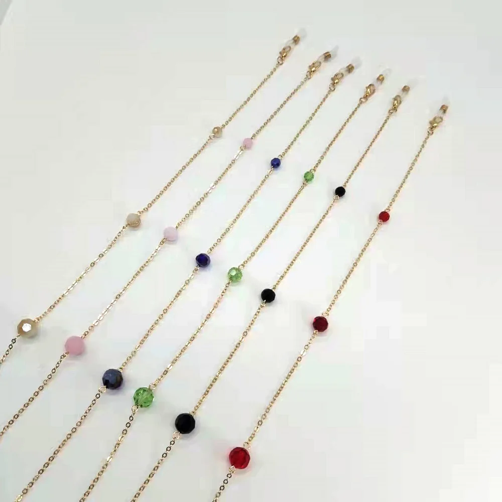 Color Crystal Bead Pearl Eyeglass Chain Eyewear Holder Strap Sunglass Retainer sunglass accessory Women Gift Necklace | Аксессуары для