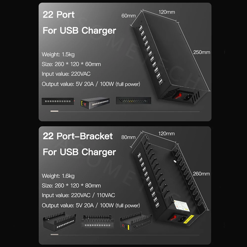 100 Вт 22 порта USB зарядное устройство для iPhone 6 7 8 Android хаб адаптер зарядная станция