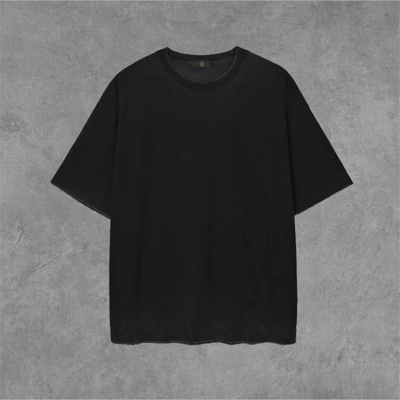 

High Quality New Summer Men Tees Fashion Casual Stylish Gradually Reverse Bottom Do Old Short Sleeve Loose Street Male Tops