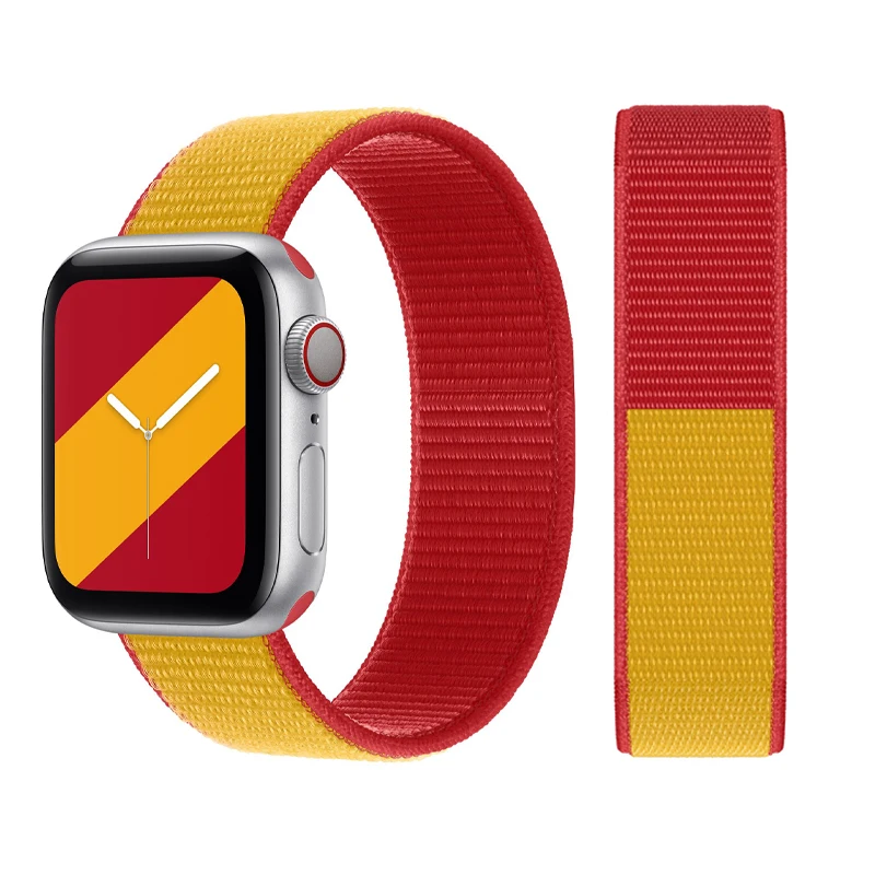 

Сменный ремешок для часов Apple Watch 7, 6, 5, 4, SE, 44, 40, 41, 45 мм, нейлоновый, с национальным флагом, спортивный ремешок для iwatch серии 7