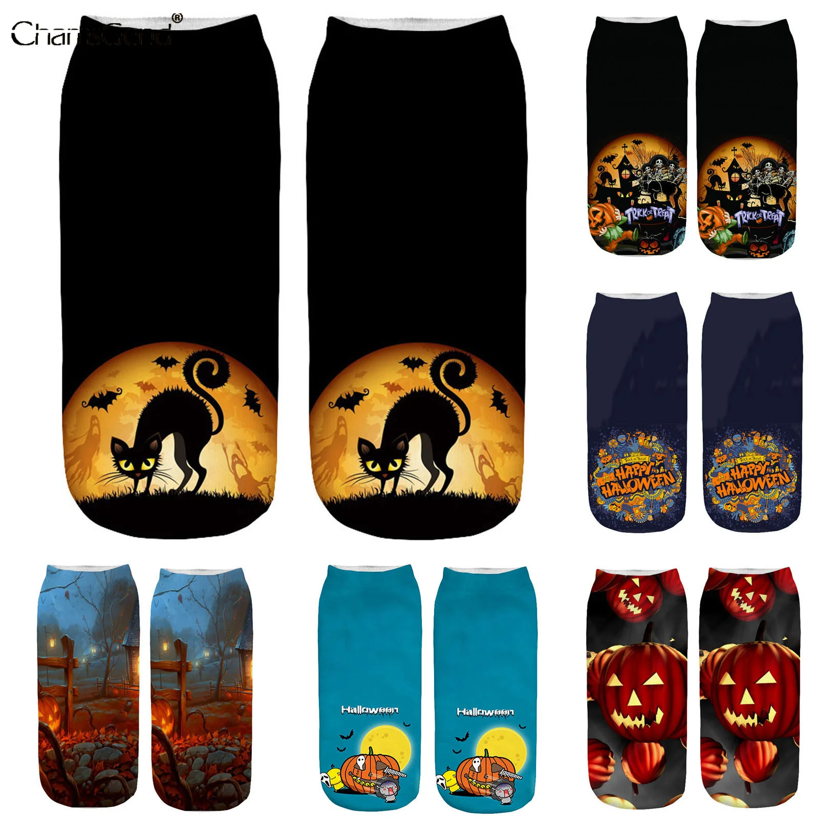 

6 Pairs Women Cute Fashion Cotton Socks 3d Halloween Pumpkin Print Cosplay Casual Ankle Socks Unisex Winter Socks 2021 Hotsale