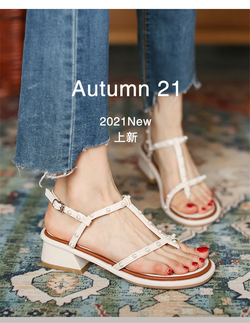 

DELFINE new sandals women's summer wear sexy fashion low-heeled thick-heeled sandals