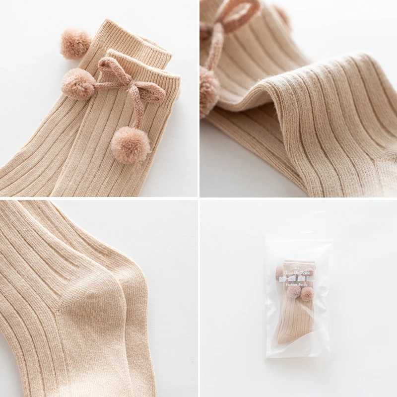 Носки до колена для девочек 0-5 лет Осень-зима рождественские носки с вишневым