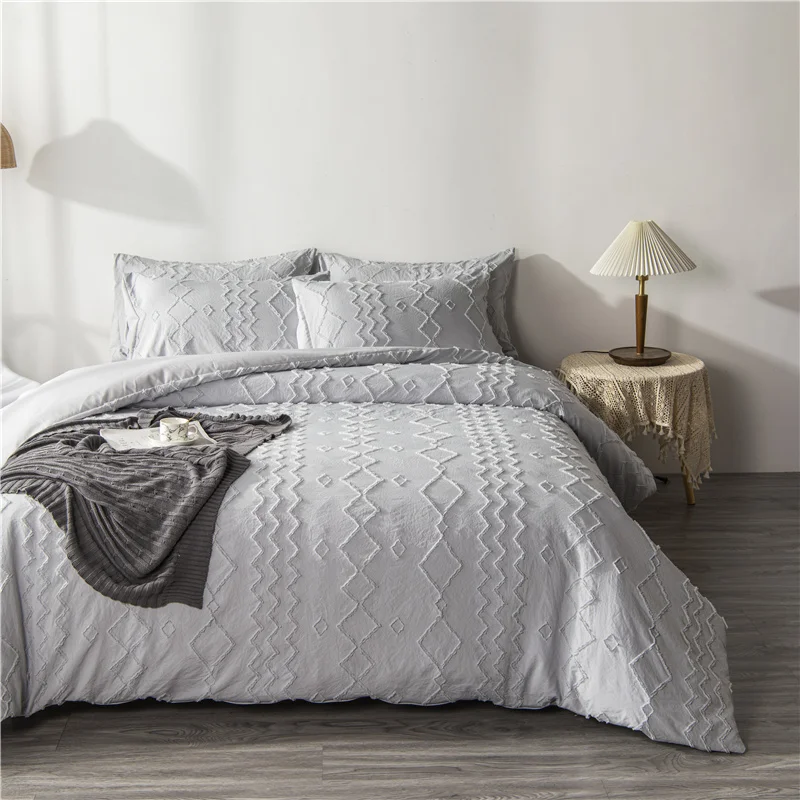 

Queen Size Duvet Cover Sets King Size Bed Cover with Pillowcase High Quality Bedding Set for Double Bed Gray Color Quilt Covers