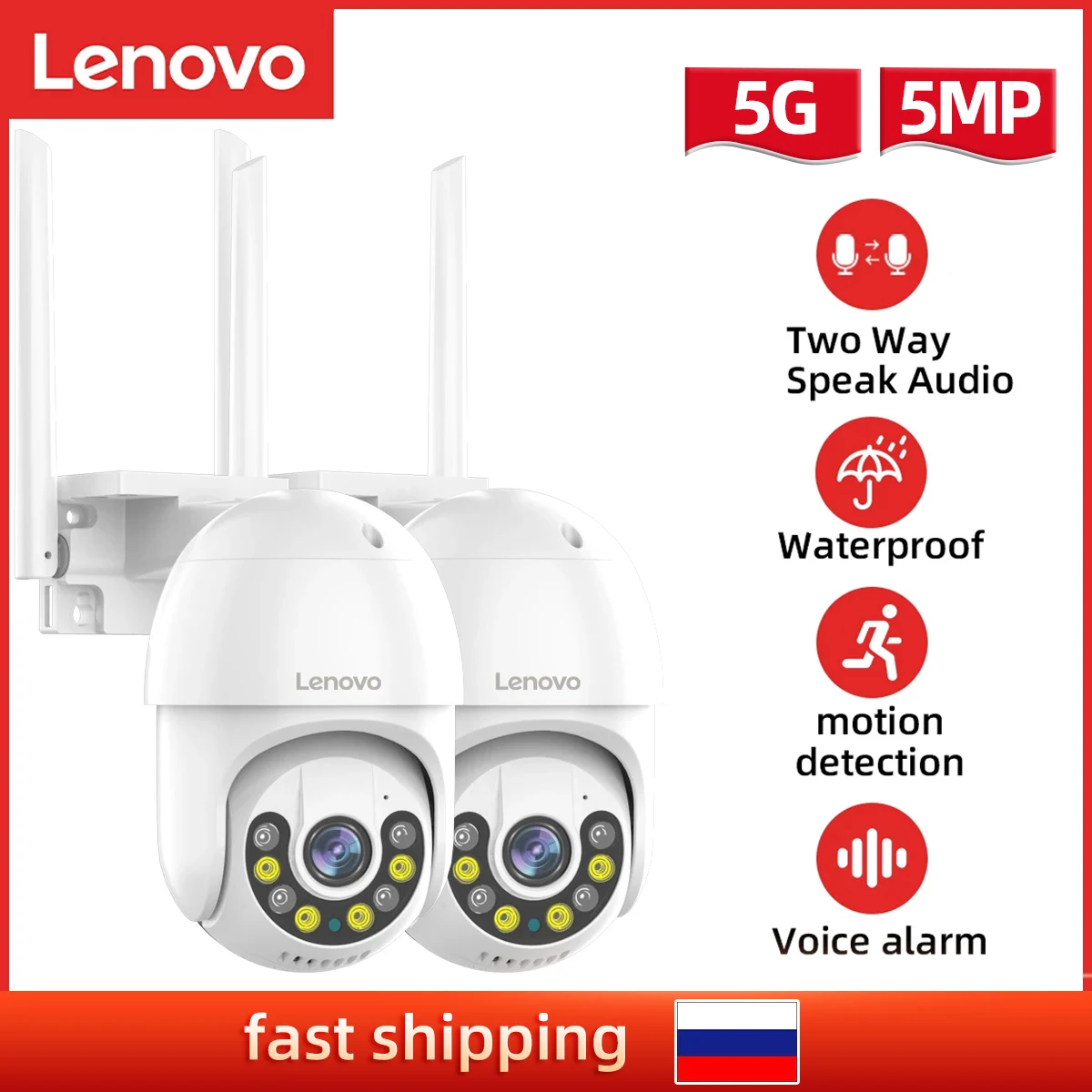 IP камера Lenovo 3 Мп/5 МП PTZ Wi Fi ии|Камеры видеонаблюдения| |