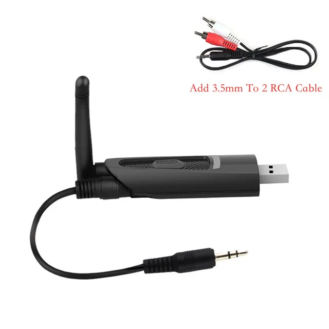 Add RCA Cable AptX с низкой задержкой Bluetooth 5,0 аудио передатчик 3,5 мм AUX Jack/RCA USB беспроводной адаптер для ТВ PS4 PC Apt-X передатчик - Цвет: Add RCA Cable