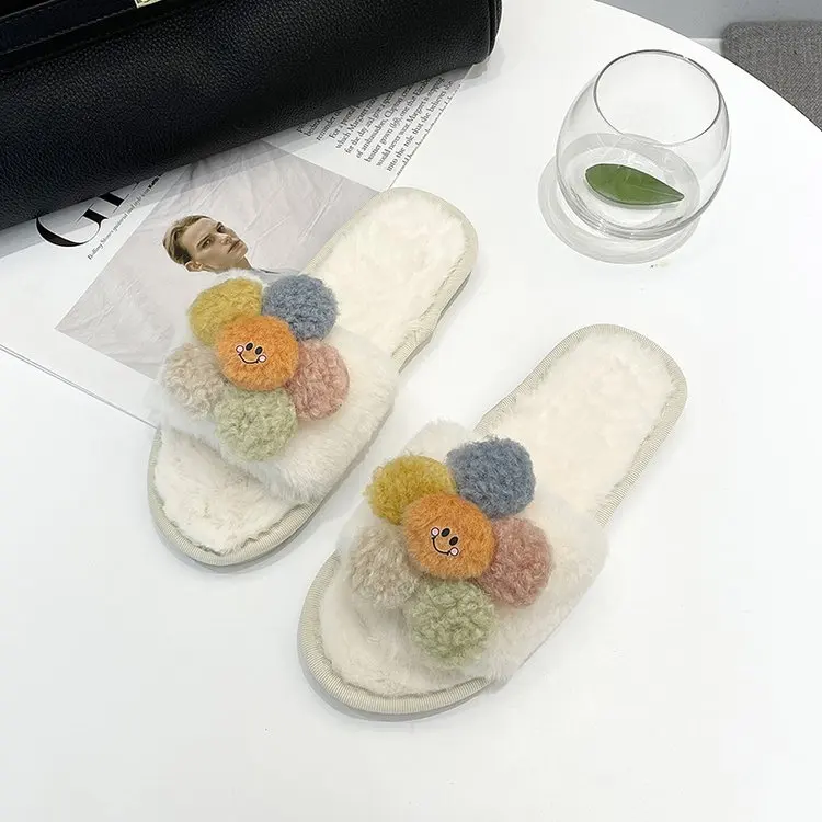 New Winter Ladies Cute Flowers Cotton Slippers Slippers Ladies Plush Slippers Fashion Shoes Ladies Comfortable Women's Shoes