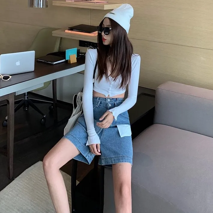 

Oversized Denim Short Pants Mujer Casual Loose Irregular Pocket Jeans Shorts Women 2021 Harajuk Fashion Baggy Women Shorts