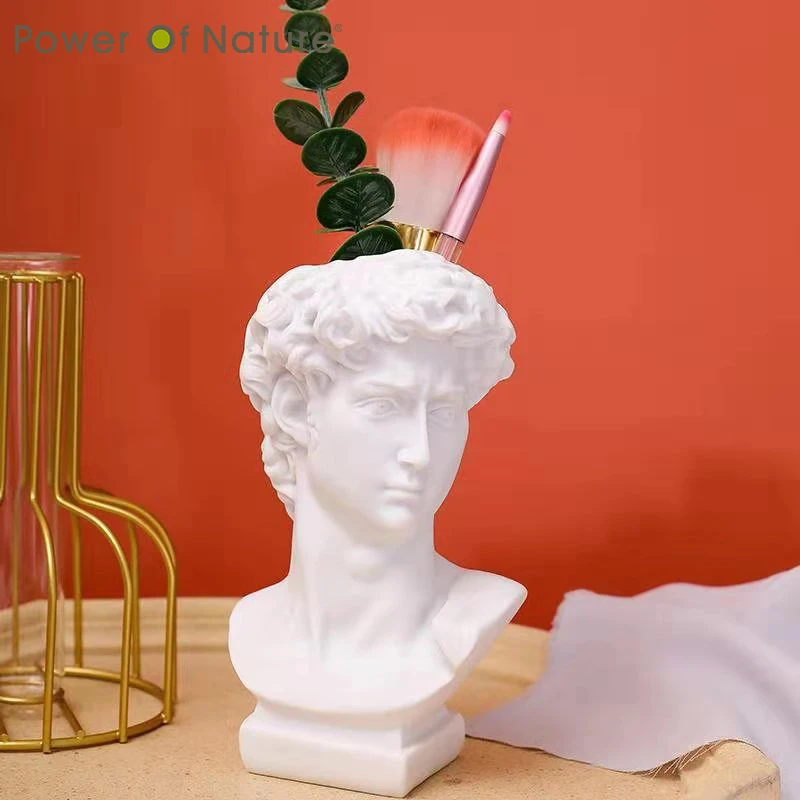 

Resin Flower Pot Vase Organizer Nordic Miniature Figurine Makeup Brush Pen Holder Table Storage Creative Home Decor Organiser