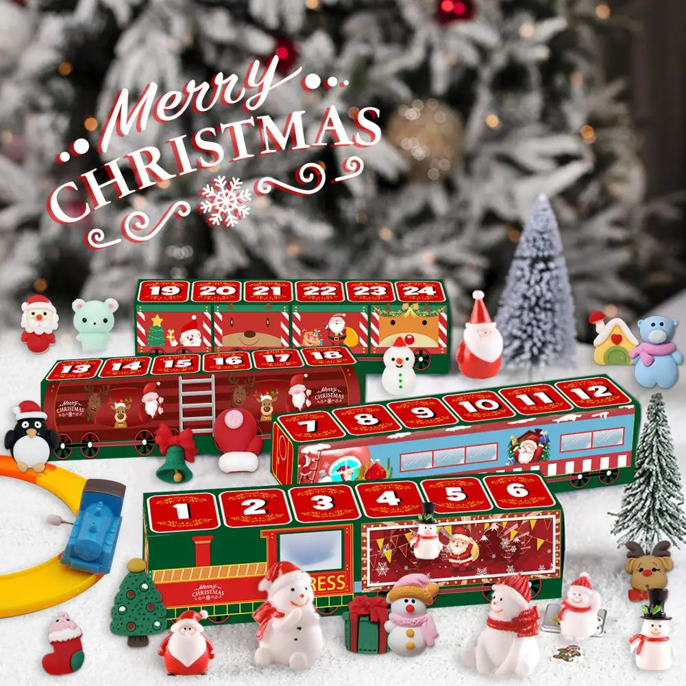

Рождественский поезд на 24 дня, фотографический праздничный набор для украшения вечеринки, фотографический календарь, праздничные принадле...