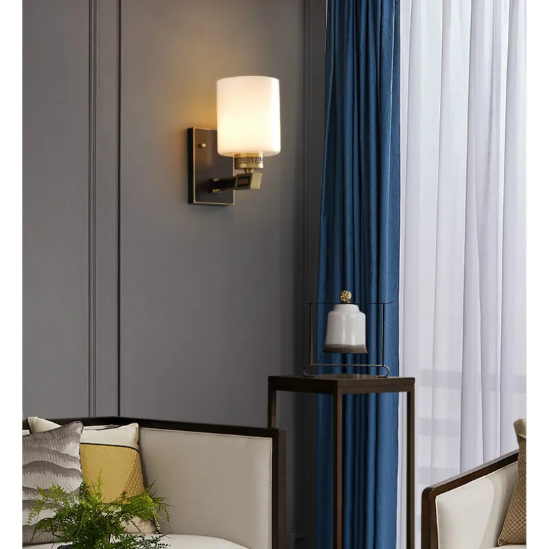 

Nordic Copper Wall Lamp Living Room Stair Lamp Bedroom Bedside Lamp Aisle Simple Black Wall lights Indoor lighting lamps