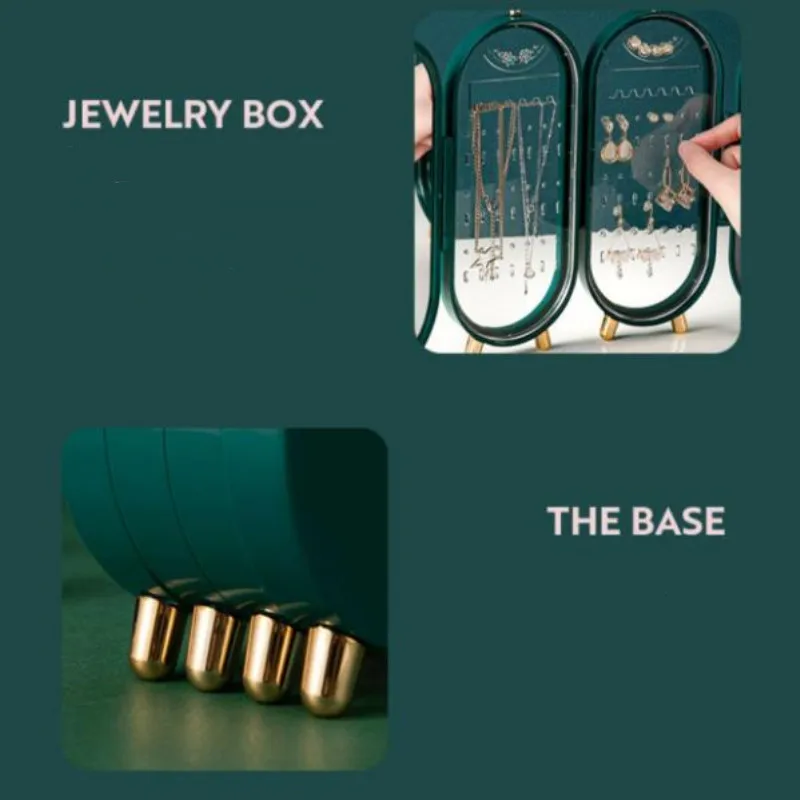 NewJewelry Organizer Women Girls Fold New Earrings Rings Necklaces Dustproof Multilayer Stand Jewelry Storage Box