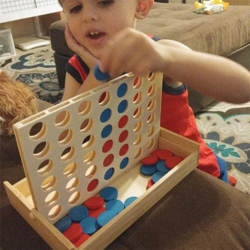 

P15C 4 in a Row. Four in a Row Wooden Game, Line Up 4, Classic Family Toy, Board Game For Kids And Family Fun