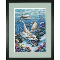 egypt cotton beautiful lovely counted cross stitch kit the dolphins domain dolphin four dolphins in the sea dim 03830