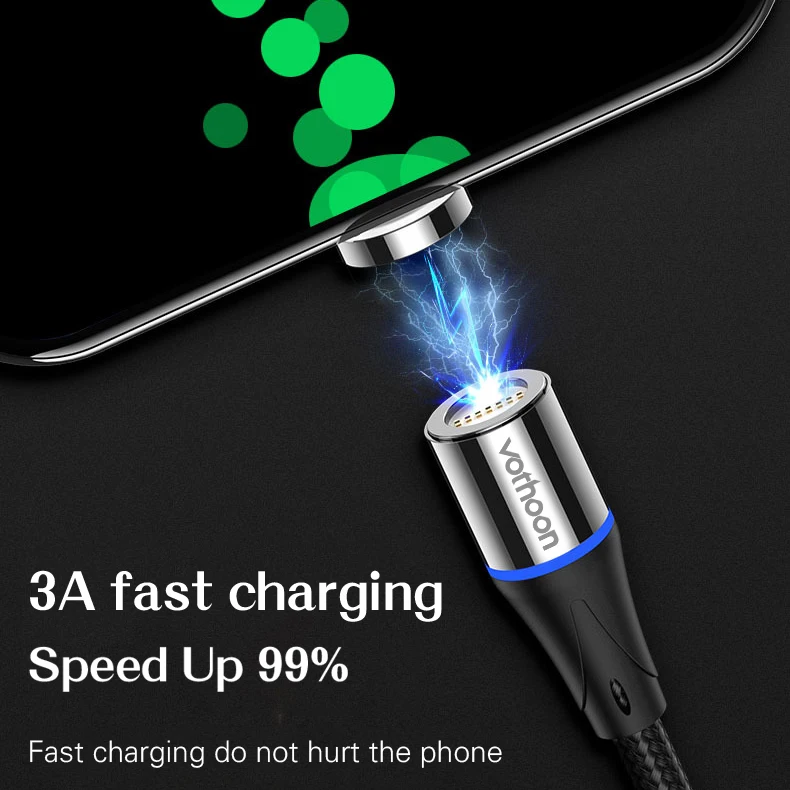Магнитный usb-кабель votoon 2 м, 3 А, быстрая зарядка, Micro USB type-C кабель для iPhone 11 Pro, samsung S10, Xiaomi, магнитное usb-зарядное устройство