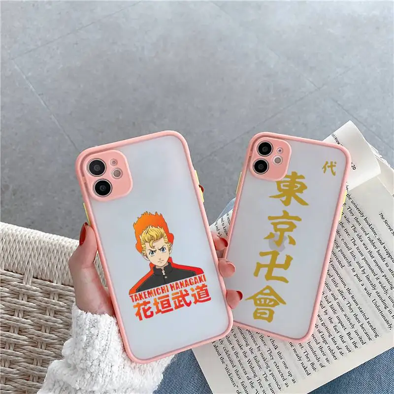 

Tokyo revengers Phone Case For iPhone 12 11 Mini Pro XR XS Max 7 8 Plus X Matte transparent Pink Back Cover