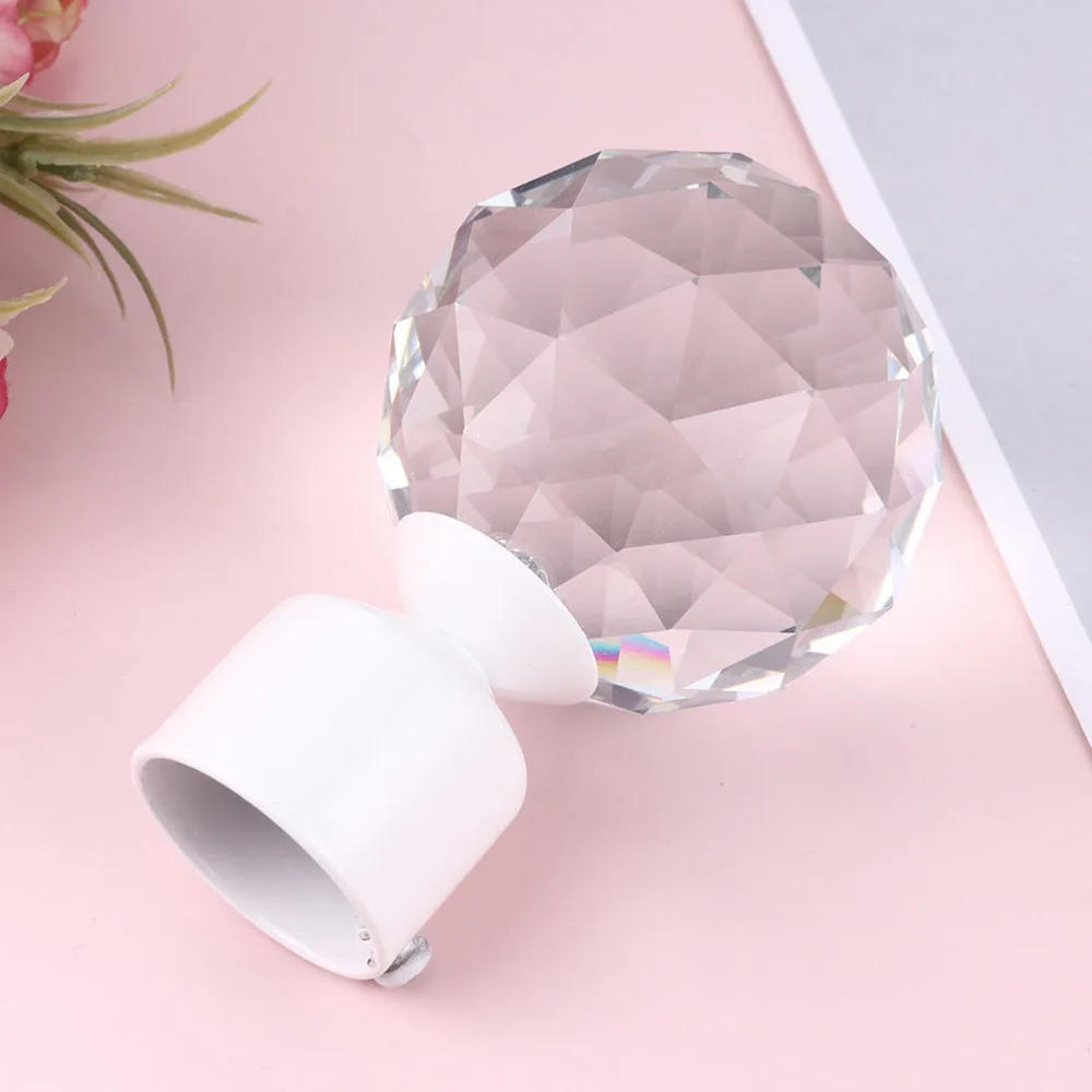 

2pcs Decorative Curtain Rod Finials Crystal Iron Art Curtain Rod Ends Accessory