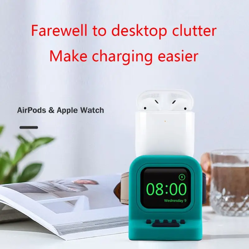 

Hot Sale 2 In 1 Waterproof Scratch-Resistant Charge Stand Dock Holder Station For Airpods Apple-Watch i-Watch Dock Charge Holder