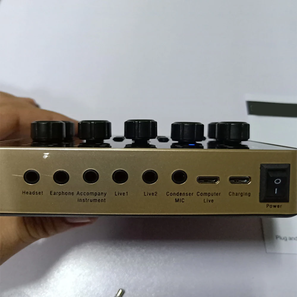 Звуковая карта с батареей 1200 мАч звуковая микрофоном USB для пения и пультом