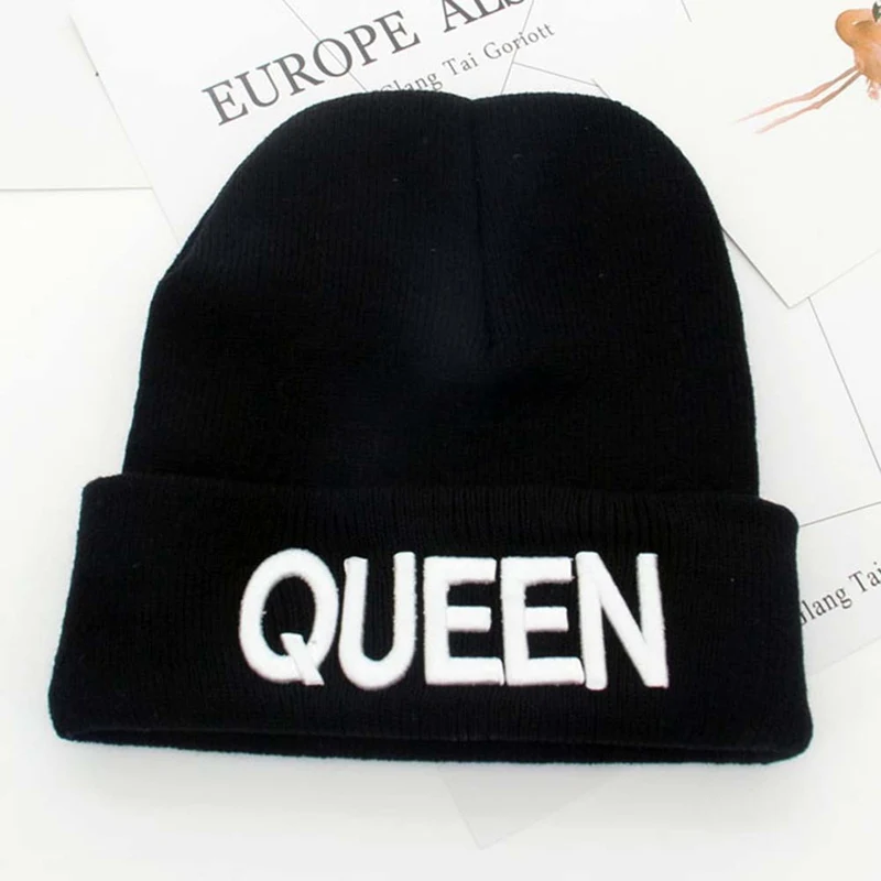 Шапка KING QUEEN зимние шапки пара капот хип-хоп горячая Распродажа для мужчин и женщин теплая вязаная шапка пара теплая зимняя Кепка черный