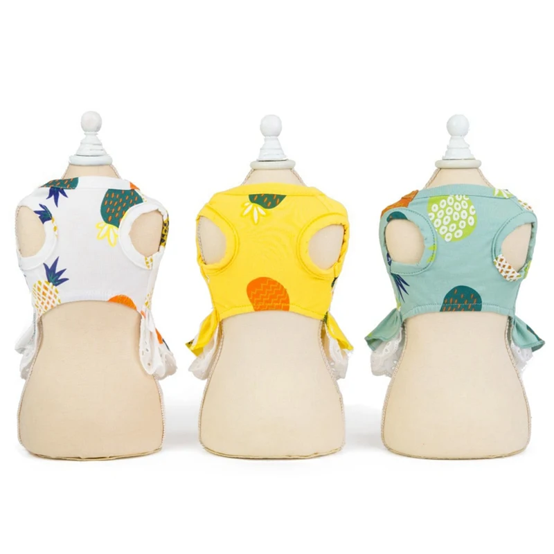 Летние платья для животных удобные хлопковые летние с изображением ананаса