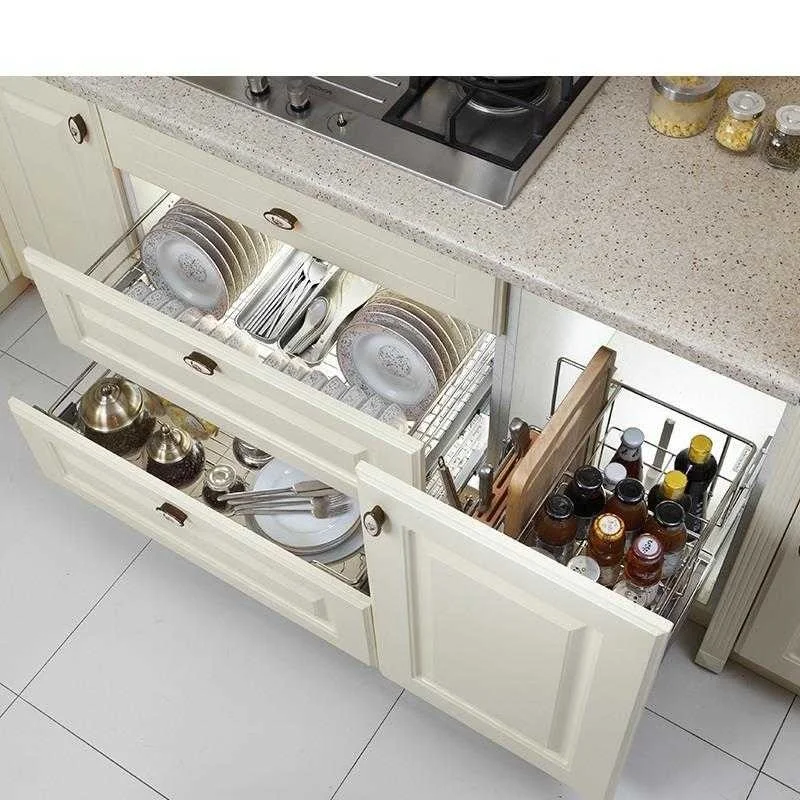 Dish Organizer Cestas Corredera Alacena Organizar Pantry Stainless Steel Cuisine Cocina Rack Kitchen Cabinet Storage Basket | Дом и сад