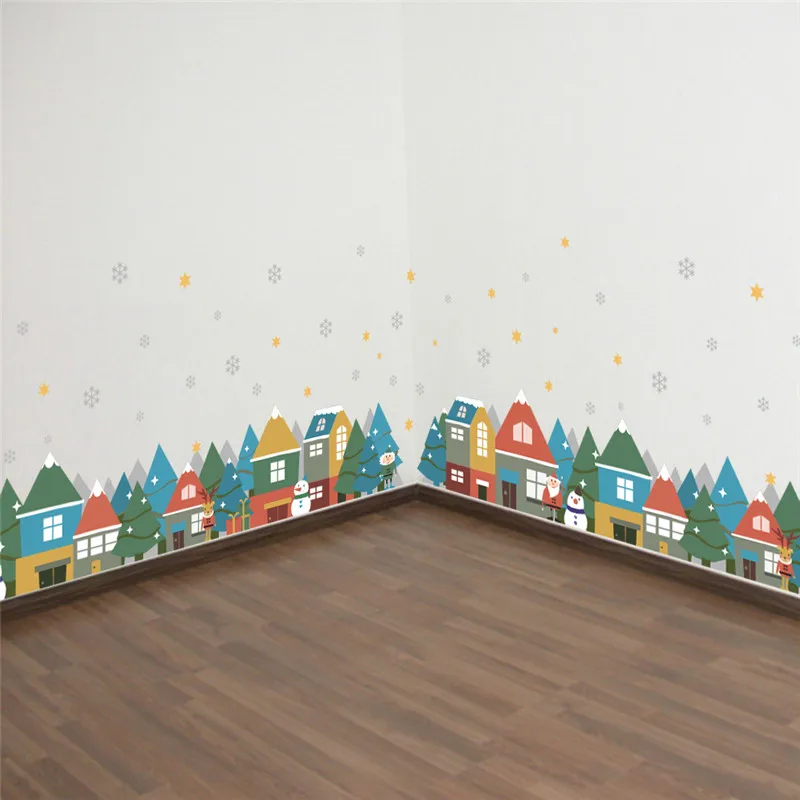 

Merry Christmas House Wall Decal Home Decoration Baseboard Mural Art Diy Home Stickers Xmas Gift