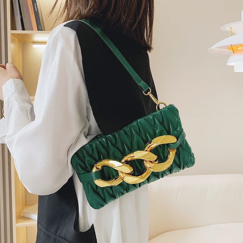 

Роскошный брендовый кошелек, сумки через плечо для женщин 2021, модная сумка через плечо с металлической цепочкой, складная вечерняя сумка, св...