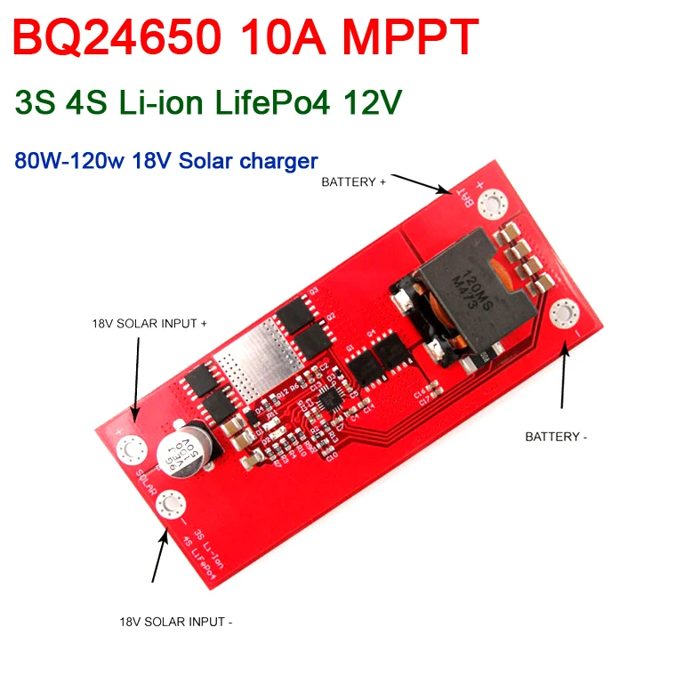 DYKB BQ24650 10A MPPT Solar Controller 12V 12.6V 3S 4S Li-ion LifePo4 lithium Battery Charging Board Cell FOR 18v Solar charger