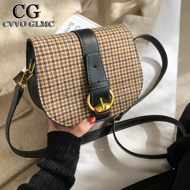 

Cvvo Glmc Solid Color Saddle Bag Small PU Leather Crossbody Bags for Women 2021 Winter Designer Lady Travel Shoulder Handbags