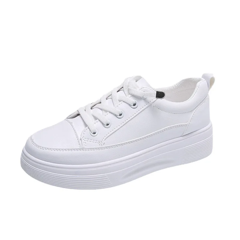 

2021 New Soft PU Leather Women Sneakers Platform Women Casual Simple Design Comfort White Flats Female Vulcanized Shoes