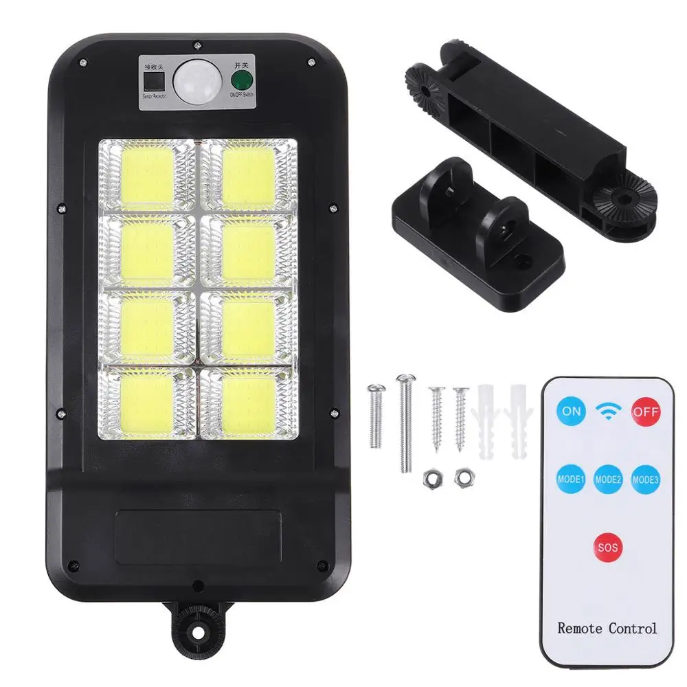 

2020 New Powerful Remote Control Upgraded COB Solar Light PIR Motion Sensor IP65 Outdoor Solar Wall Street Light Waterproof Lamp