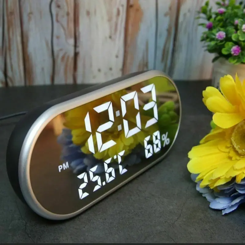 Temperature LED Digital Alarm Clock HD Display with Backlight Watch Desktop Mirror Snooze Table Clocks | Дом и сад