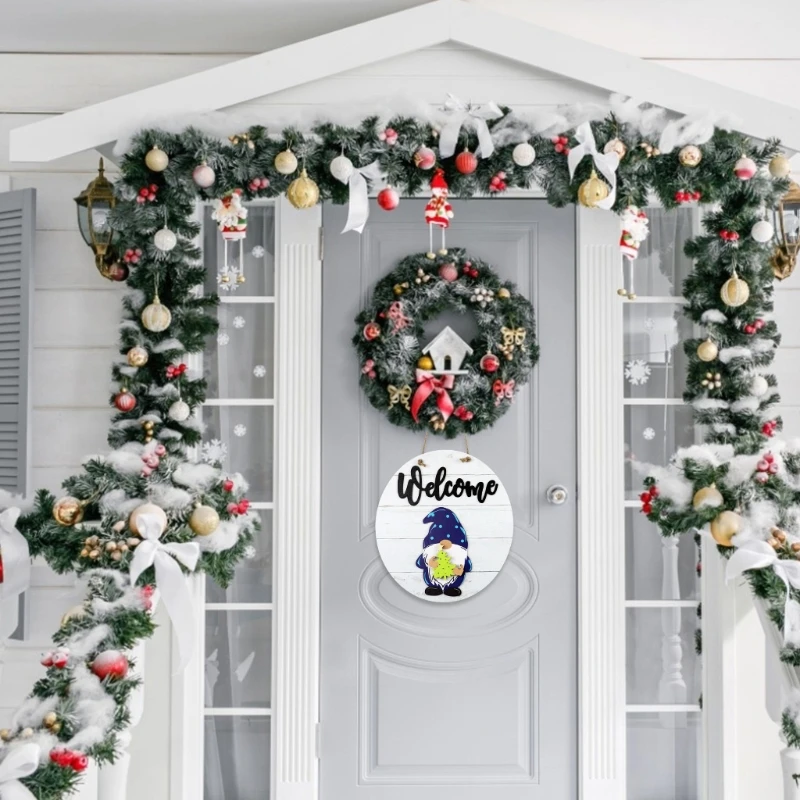 

55KF Christmas Easter Thanksgiving Gnome Doll Front Door Hanger Decor with Replacement Parts Entryway Wall Decor Hanging
