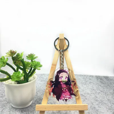 Аниме Demon Slayer Kimetsu no Yaiba брелок Kamado Tanjirou Nezuko Agatsuma Zenitsu Rengoku Kyoujurou cute fun акриловое кольцо для ключей - Цвет: 1-1