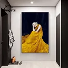 Современная фигурка тыквы настенный плакат женская одежда желтое платье принт фотографии цельный Холст Искусство домашний декор для гостиной