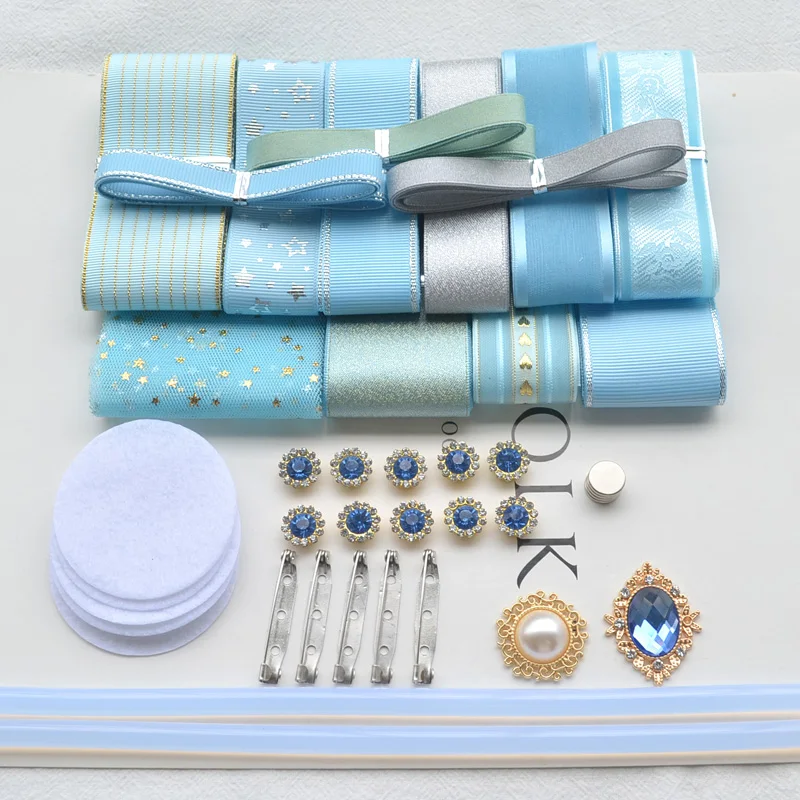 

Набор разноцветных голубых лент 13 м для самостоятельной упаковки подарков и поделок, аксессуары для украшения волос, горячая распродажа