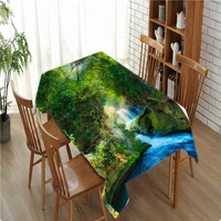 forest summer 3d scenery pattern tablecloth rectangular kitchen table cloth waterproof oil proof table cover wedding home decor