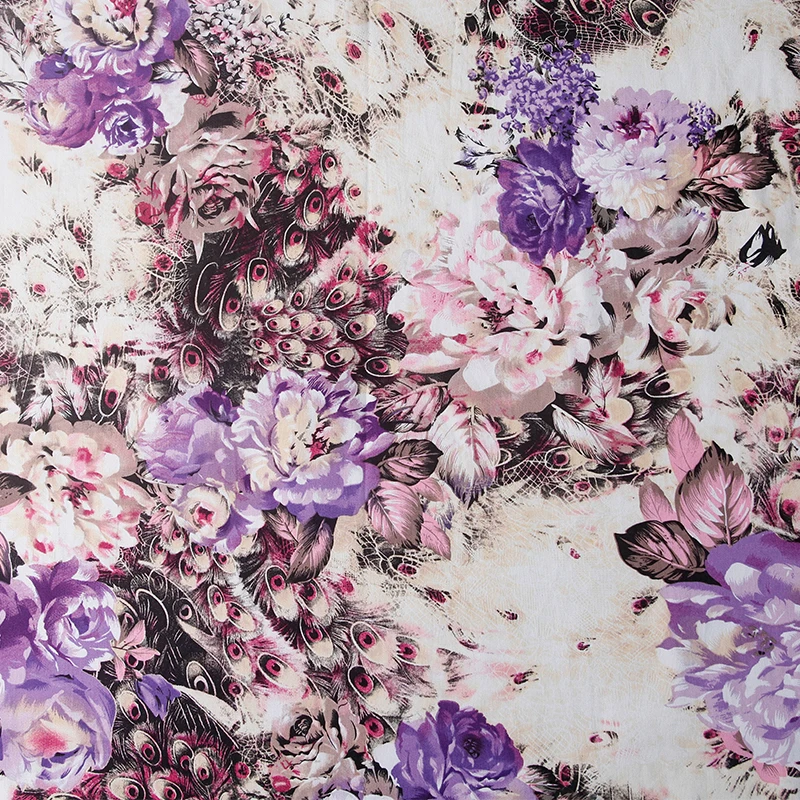 

100% хлопчатобумажная ткань для платья в ретро стиле с принтом павлиньих перьев, ткань для шитья «сделай сам» ручной работы в стиле пэчворк, м...