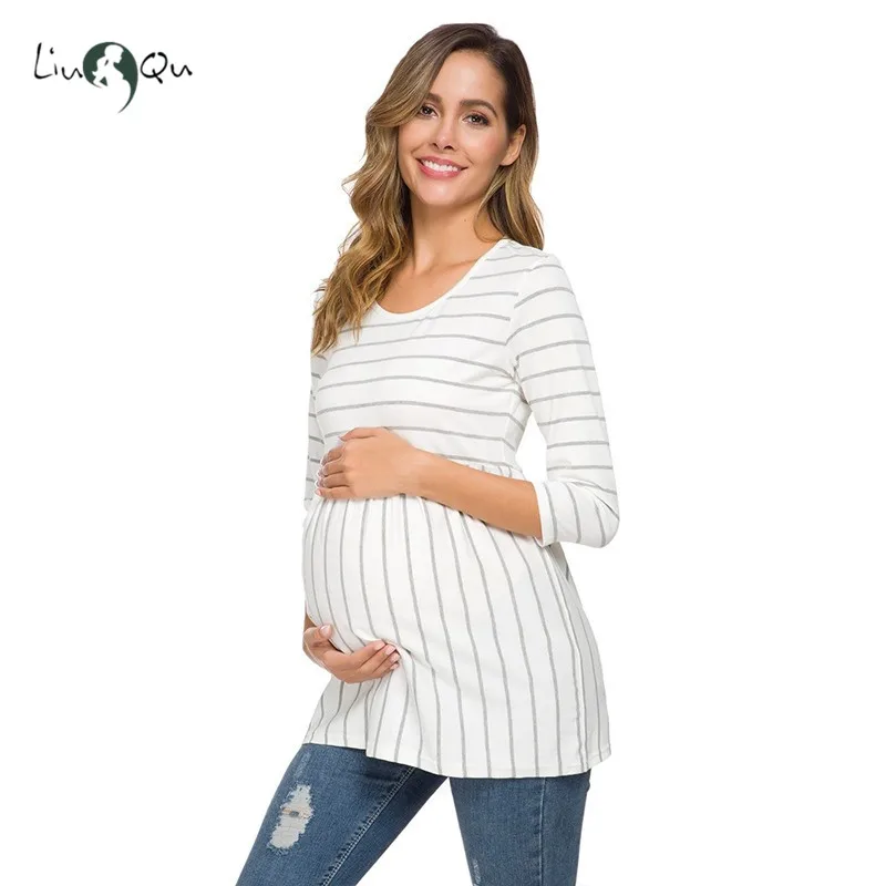 Женская свободная рубашка с рукавом 3/4 повседневная трапециевидная круглым