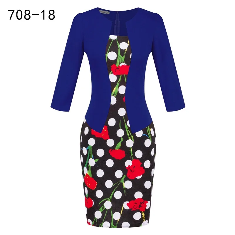 Женское Деловое платье YYFS офисное карандаш в клетку с цветочным принтом ремнем