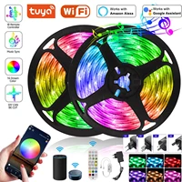 20m 50ft tuya wifi led strip 12v 5m work with alexa google assistant bluetooth control rgb 5050 tape ribbon neon light for room