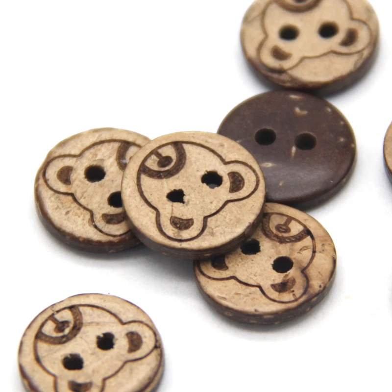 

HENGC 13mm Bear Carved Brown Wood Buttons For Crafts Scrapbooking Children Animal Shirt DIY Decorative Accessories Wholesale