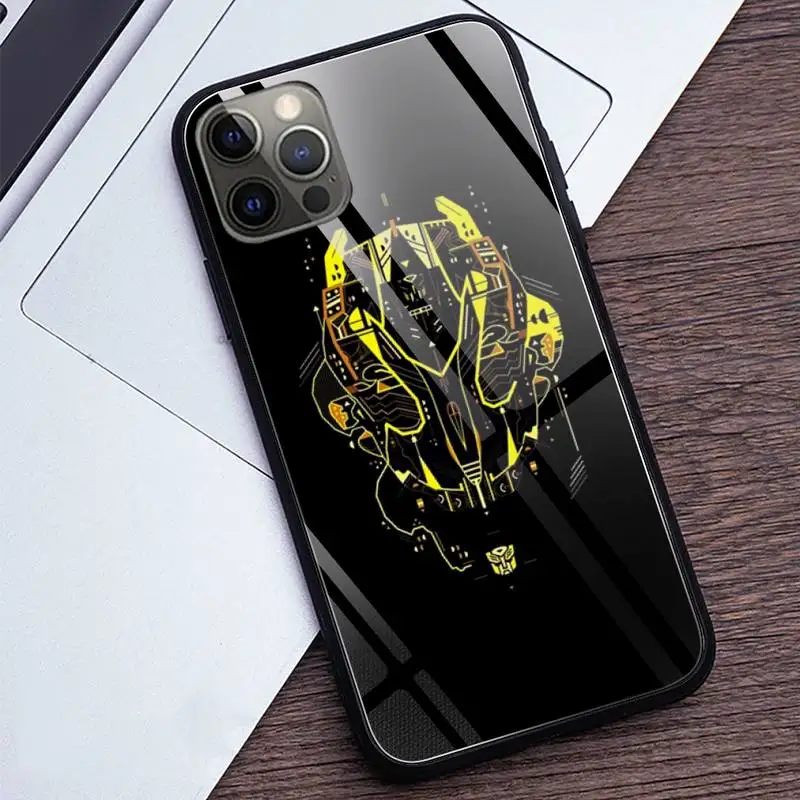 

Bumblebee logo Convertible Sports car Phone Case Tempered Glass For iPhone 12 Pro Max Mini 11 Pro XR XS MAX 8 X 7 6 Plus SE case
