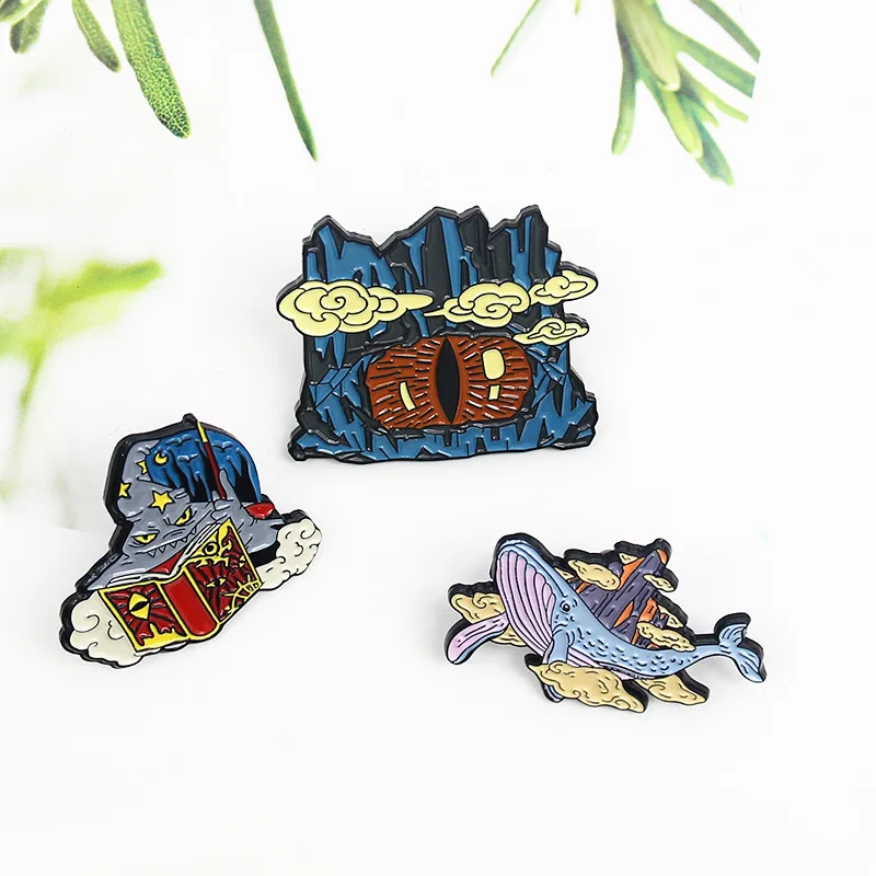 Креативный тренд Волшебная Шляпа облако большие глаза пещера Акула Летающая до верхушки облака Гора комбинированная брошь универсальные ювелирные изделия