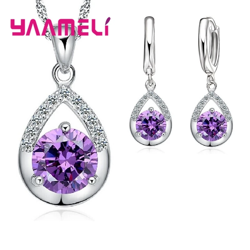 Женский ювелирный комплект из серебра 925 пробы с австрийскими кристаллами -