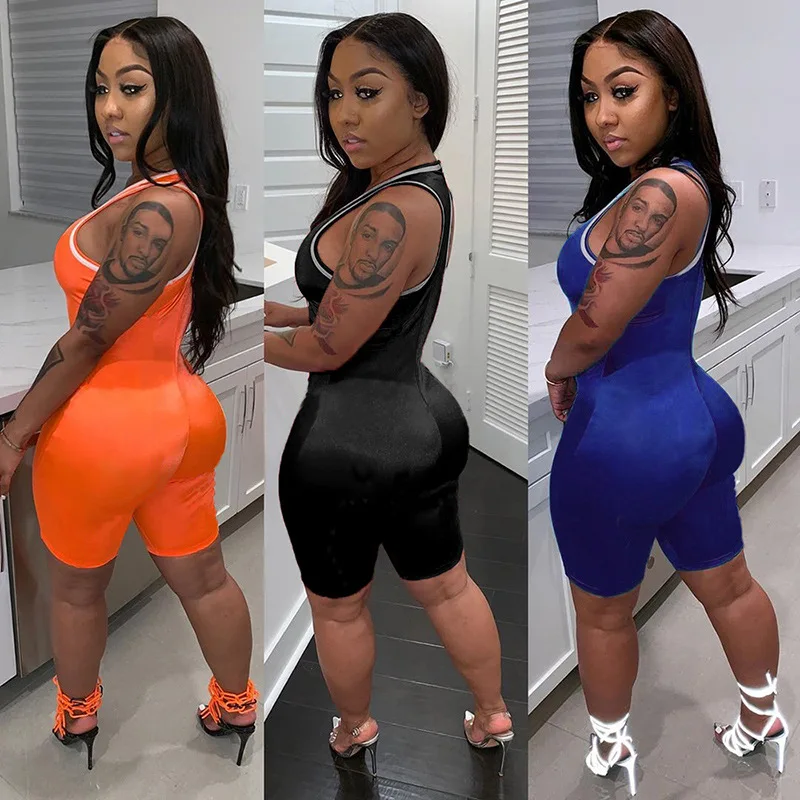 

2020 New Striped Patchwork Women Jumpsuit Summer Comfortable Tank Romper Tracksuit Solid Casual Sporty Party Playsuit Overalls