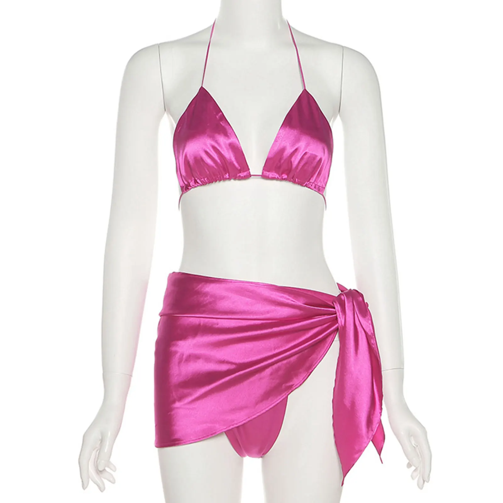 

Sexy Holiday Beachwear 3 Piece Sets Women 2021 Summer Casual Backless Crop Top+Underpants+Bandage Skirt Matching Set Hot