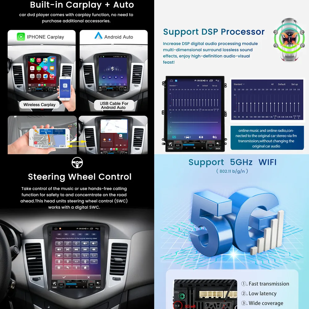 Автомобильная Мультимедийная Система DSP на Android 11 с сенсорным экраном Tesla для VW